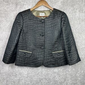 Armani Collezioni Metallic Black & Gold Blazer 3 Button‎ Italy Women's Size 10